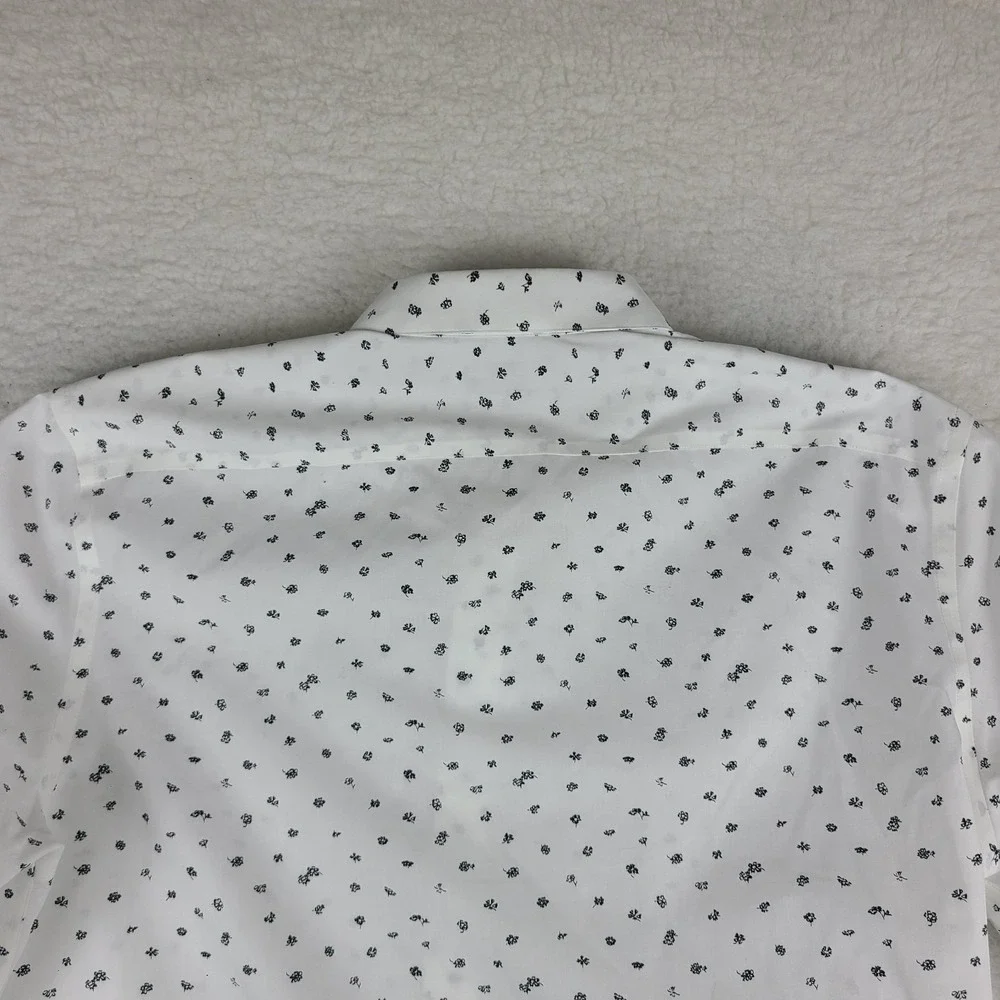 Banana Republic Shirt Mens XL Black‎ White Floral Slim Fit Non Iron Button Up